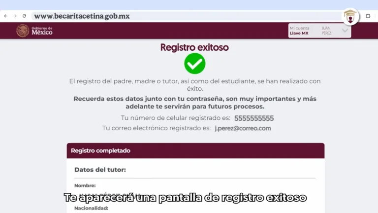 el registro fue
