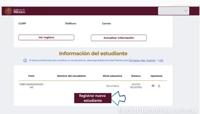Registrar nuevo estudiante
